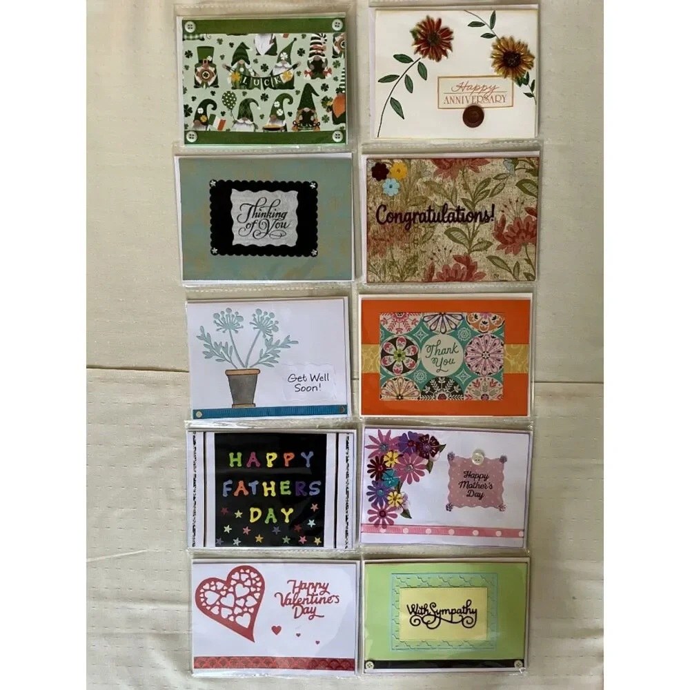 Handmade Greeting Cards 10 Pack Envelopes G Carol All Occasion Holiday Lot